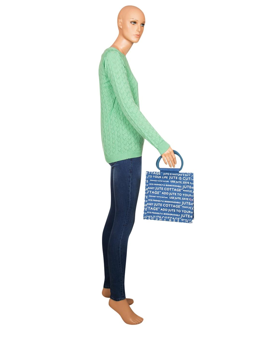 jute cottage women's tote bag (blue) (bcl-05ch)