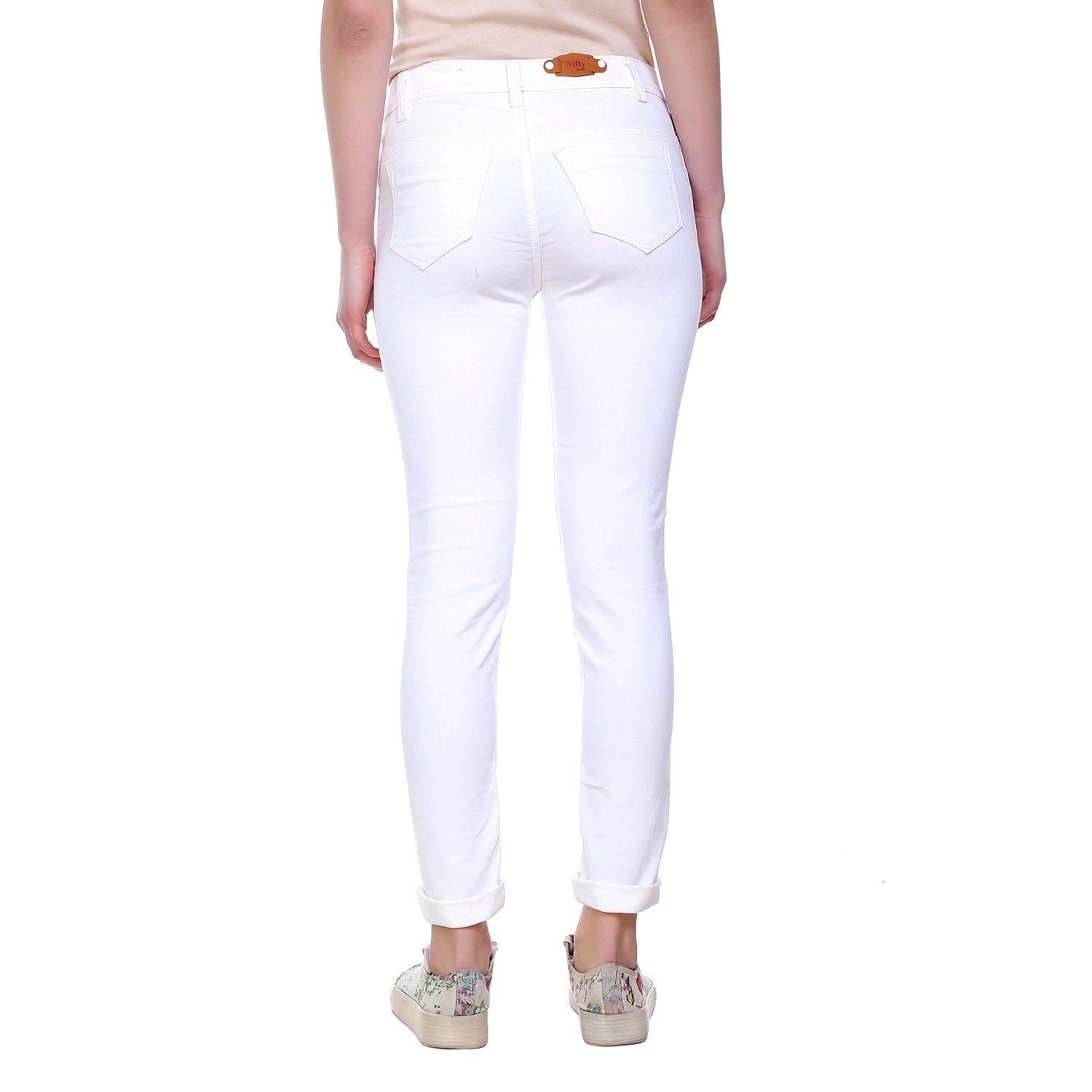 pantoff women's slim fit white jeans