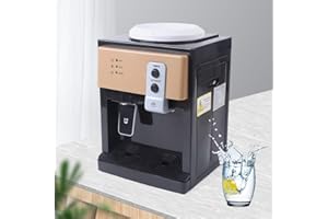 GMSLUU 110V Electric Hot and Cold Water Cooler Dispenser 550W Top Loading Countertop Water Dispenser with Hot Cold and Room Temperature Water 60Hz Desktop Water Dispenser for Home Office Dorm (Gold)