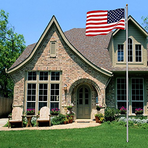 Yeshom 20ft Aluminum Sectional Flagpole Kit Free US American Flag Outdoor Halyard Pole