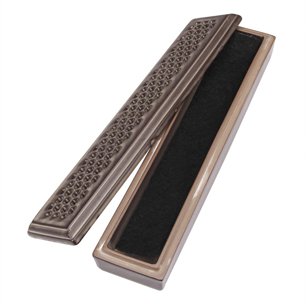 Vintage Rectangular Ceramic Incense Burner With Exquisite Lid Porcelain Incense Stick Holder Stand Ash Catcher Tray Box With Fireproof Layer Home Buddhist Temple Accessory, Print A