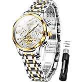 OLEVS Womens Watches Diamond Luxury Dress Gold Wrist Watch Stainless Steel Waterproof Luminous Date