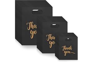 HIMOMO Thank You Bags for Business Small, Plastic Merchandise Bags Extra Thick Retail Shopping Bag with Handle 3 Sizes Thank You Reusable Bag for Merchandise Clothes Boutique Gift
