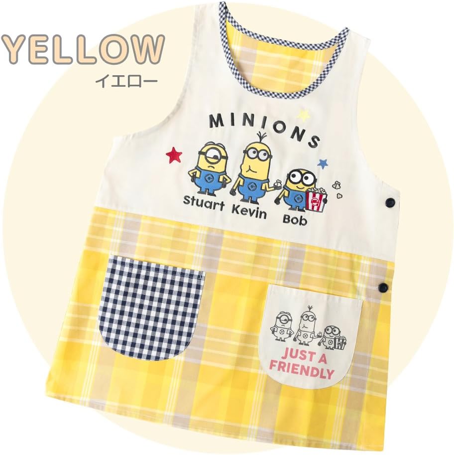 Amazon 3411b イエローll 3l エプロン 保育士 キャラクター ミニオンズ 大きいサイズ M L Ll 3l 幼稚園 保育園 卒園 入園 美竹 エプロン 通販