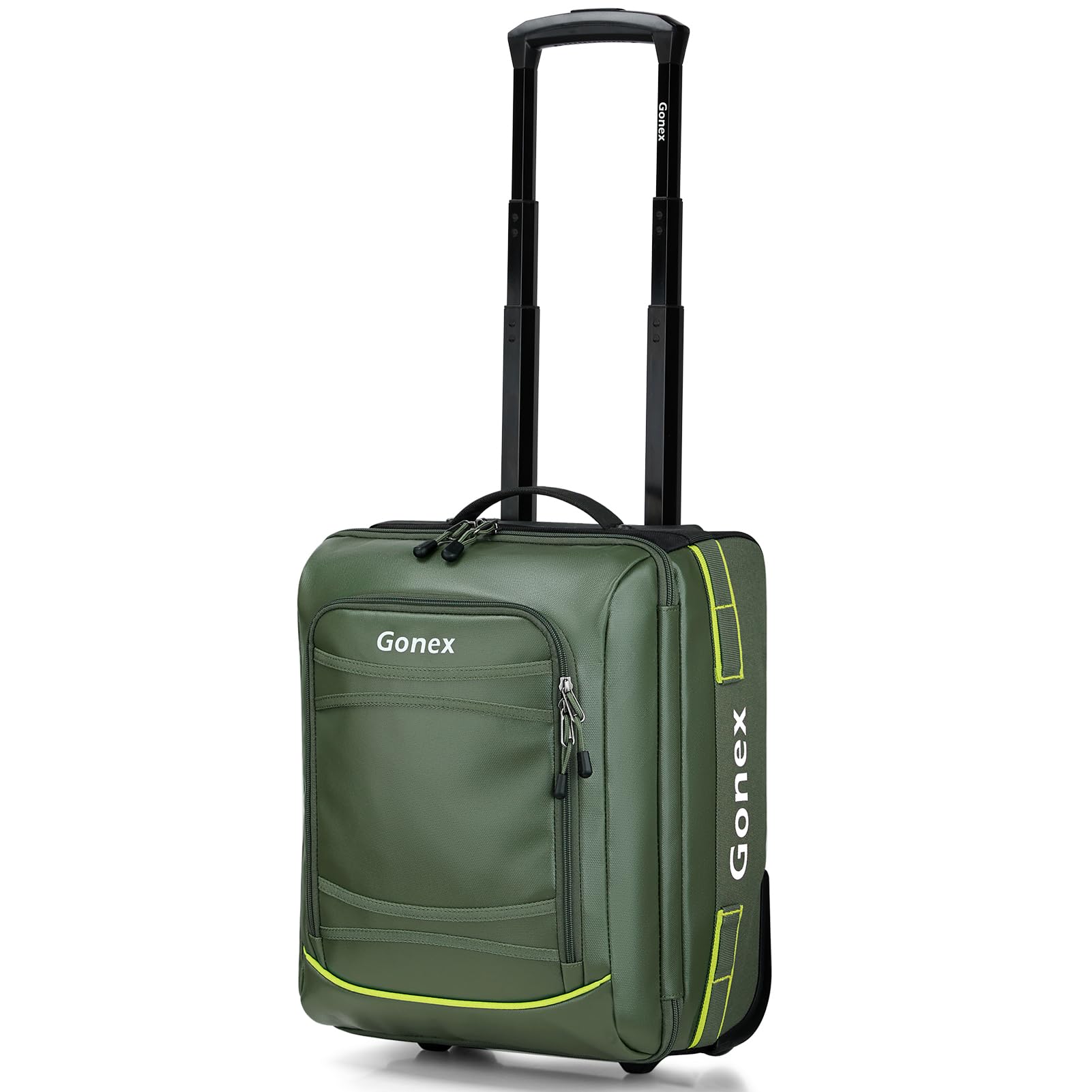 Photo 1 of Gonex Waterproof Underseat Carry on Luggage with Wheels, 16 inch PVC Small Wheeled Travel Luggage for Airline, Rolling Overnight Weekender Suitcase for Men Women 30L, Olive Green