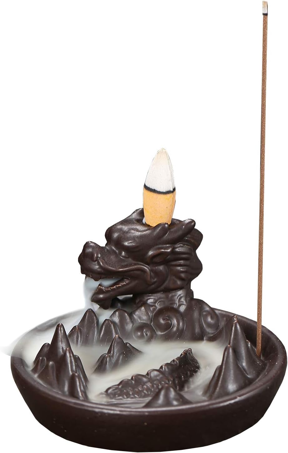 Dragon Incense Catcher Backflow Incense Burner with 10 PCS Backflow Incense Cones, Waterfall Incense Holders Home Decor Gift Statue Ornaments