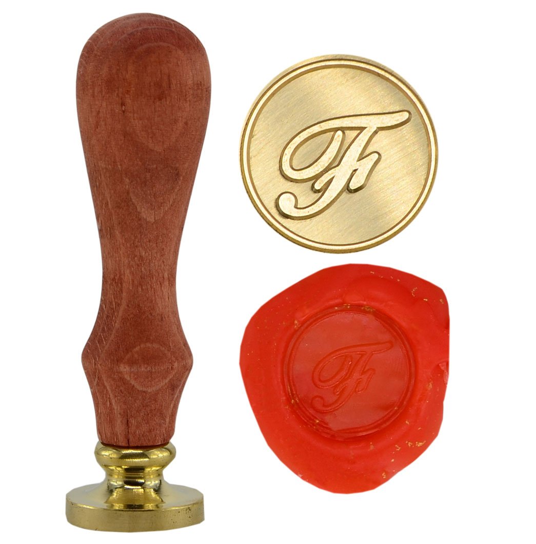 Syaya GZ4 Retro 26 Letters A-Z Alphabet Wax Seal Stamp with Brass Dots and Wooden Handle