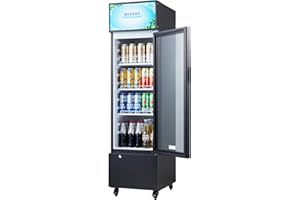 BODEGACOOLER Commercial Refrigerators, Drink Fridge with Glass Door, Tall Beverage Cooler, Single Door Display Refrigerator, for Beer, Soda, 6.34 Cu.ft Capacity