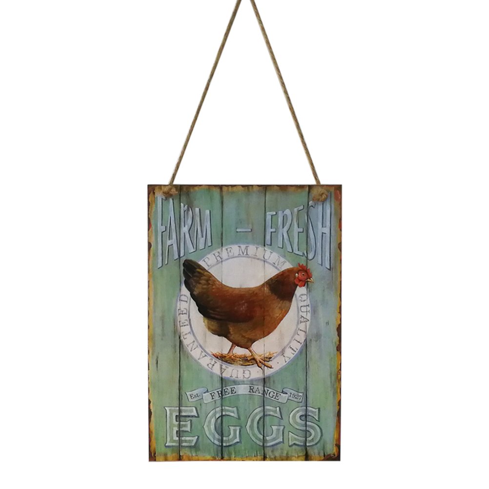 VORCOOL Fresh Eggs Sign Plaque Wooden Retro Vintage Shabby Chic Sign Country Home Decor Farmhouse Rustic Sign