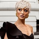 Tereshar Platinum Blonde Pixie Wigs for Black Women