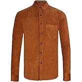 UPAAN Men's Corduroy Shirt Long Sleeve Button Down Workwear Regular Fit Casual Shirt