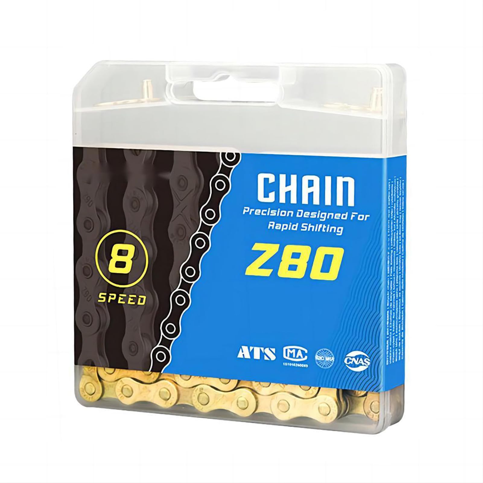 Mimoke Bicycle Chain 6/7/8 Speed 1/2 x 3/32 Inch 116 Links Cover Stainless Steel (Gold), Bicycle Accessories
