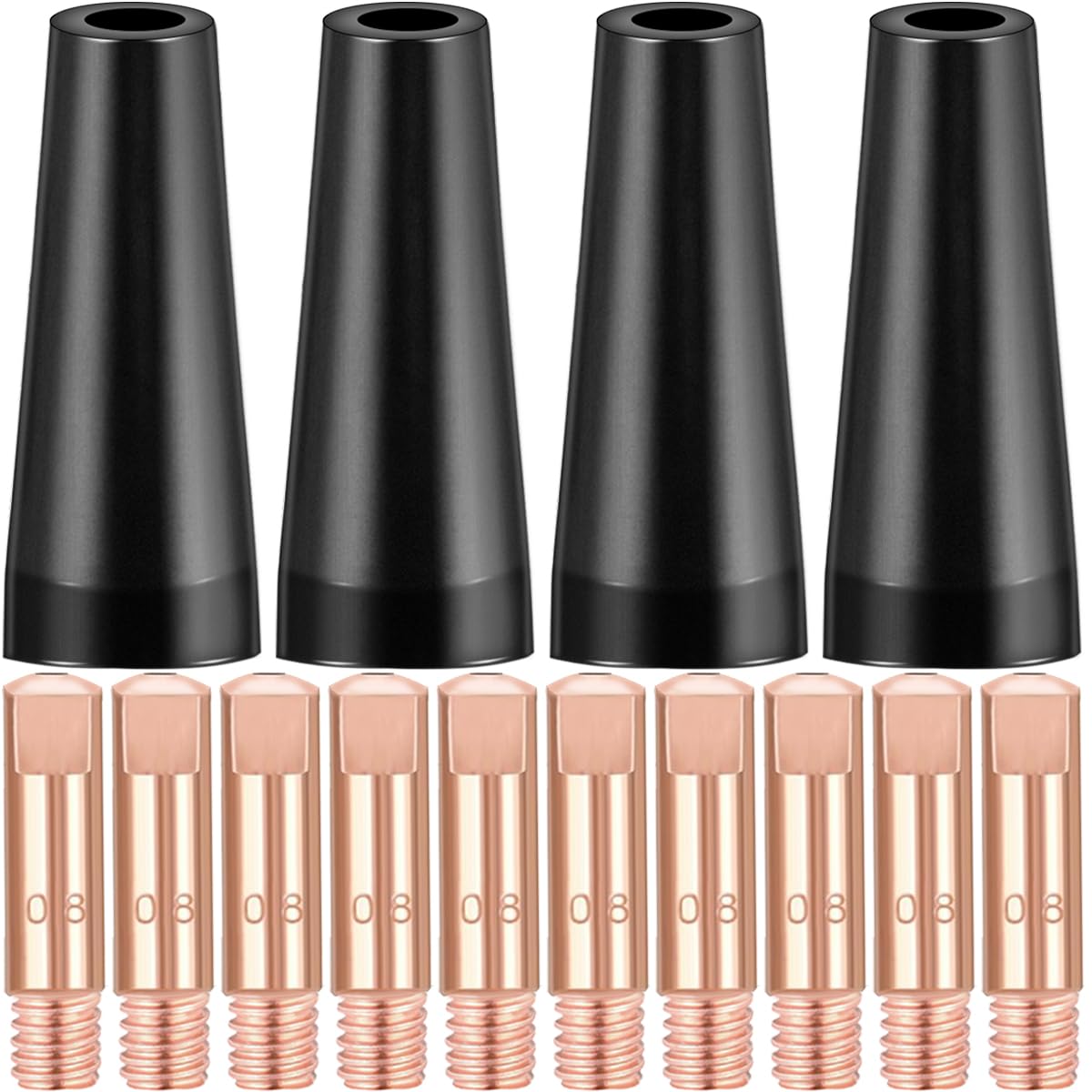 EATBALE 15AK MB15 MIG Contact Tips Kits 0.8mm 0.030" M6 Tip Gasless Nozzles for MIG/MAG 14AK/MB14 15AK/MB15 Welding Torch Accessories Copper Tip Self Protection Consumables (14Pcs)