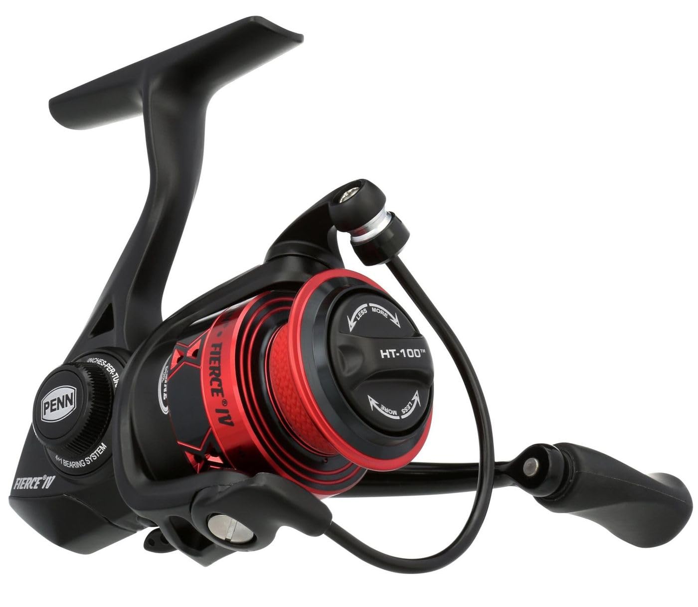 PENN Fierce IV Spinning, Fishing Reel, Spinning Reels, Sea - Inshore Fishing, Versatile Sea Fishing For Boat, Kayak, Shore, Jigging, Surf, and All-Round Use, Unisex, Black/Red, 1000