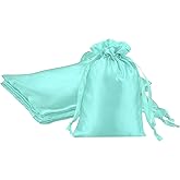 PATIKIL 4 x 6 Inch Satin Bags with Drawstring, 3 Pcs Silk Drawstring Gift Bags Wedding Favor Pouch for Jewelry Candy Christmas Party Graduation Birthday Easter, Dark Green