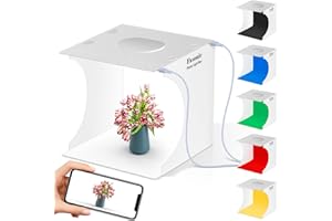 Fasonic Portable Mini Photo Studio Light Box for Photography, Foldable PVC Shooting Tent Kit with 2 LED Panels, 6500K Lighting Booth, 6 Color Backdrops for Jewelry and Small Items