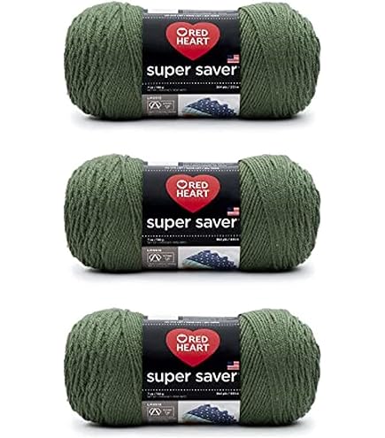 Red Heart Super Saver Yarn - Tea Leaf Color (3-Pack), Machine Washable