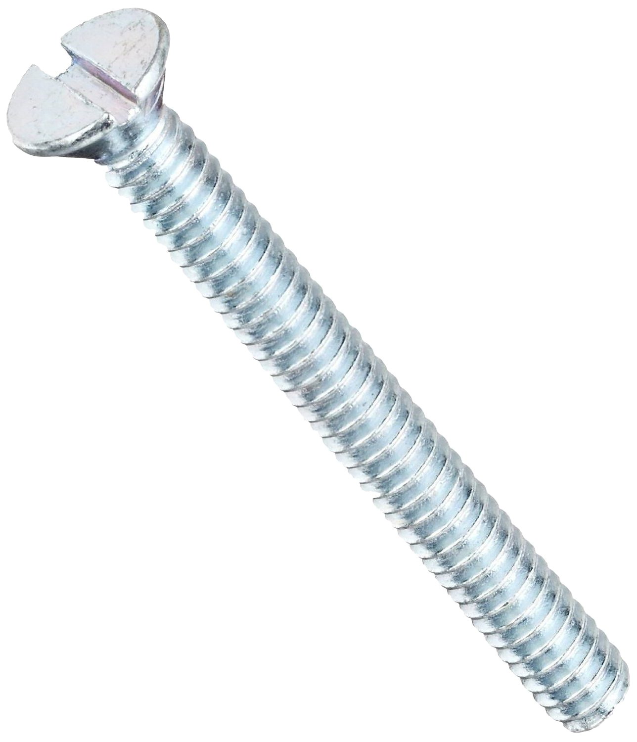 Steel Machine Screw, Zinc Plated Finish, Flat Head, Slotted Drive