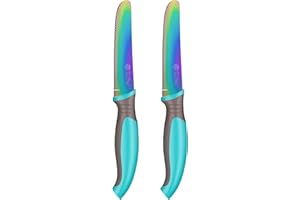 TruChef Kids Tomato Steak Knife Set for Real Cooking (Aqua) - 2pcs - Skin Friendly Serrated Edge Stainless Steel Lightweight - Safe for Children & Beginners