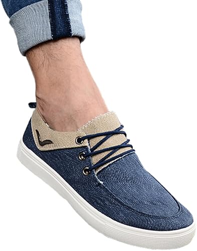 Amazon アモイズ メンズ スニーカー デニム ローカット ローファー ライダース スリポン 26 ブルー スニーカー
