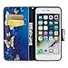 iPhone 8 Plus Case, iPhone 7 Plus Wallet Case PU Leather Folio Kickstand Colorful Painting Golden Butterfly Cover Slim-Fit Shockproof TPU Inner Bumper with Card Slots for iPhone 8 Plus, iPhone 7 Plus