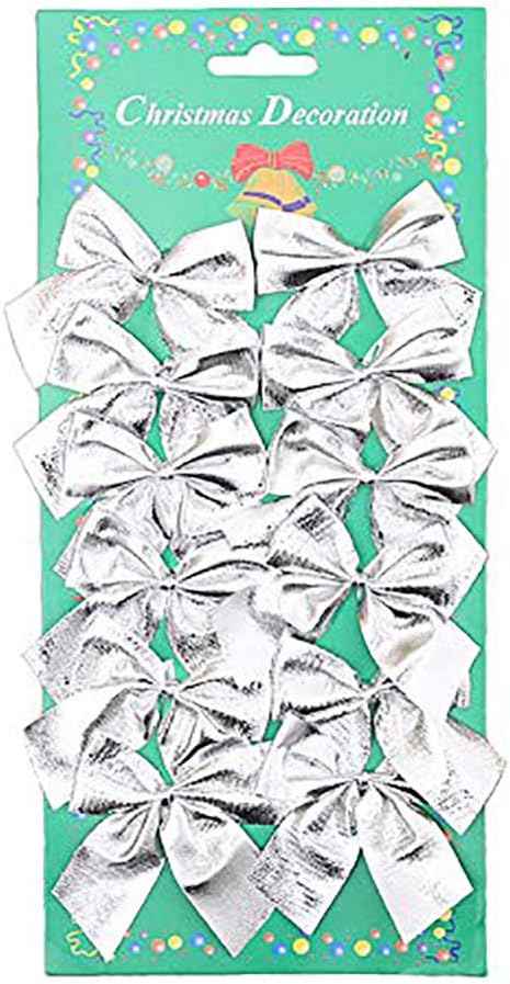 Bows & Ribbons - Warmtree Christmas Bows Festival Bowknot Christmas Tree Decorations, Pack of 60 (Silver)