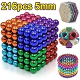 5MM 216 Pieces Magnetic Sculpture Magnet Building Blocks Fidget Gadget Toys for Stress Relief, Office and Home Desk Toys for Adults (8 Colors)