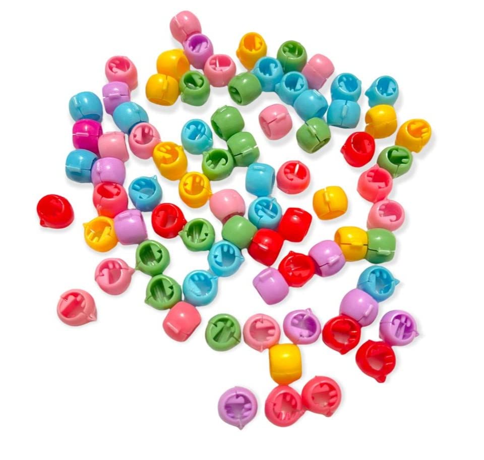 100pcs Multicoloured Beads Mini Hair Claw Clips Grips Small Plastic Non Slip Headwear Hair Clips Womens Girls Accessories Size 1CM (Multicoloured)