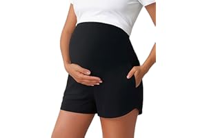 Peauty Maternity Shorts Over The Belly with Pockets, Pregnancy Lounge Shorts, Before, During After Pregnancy