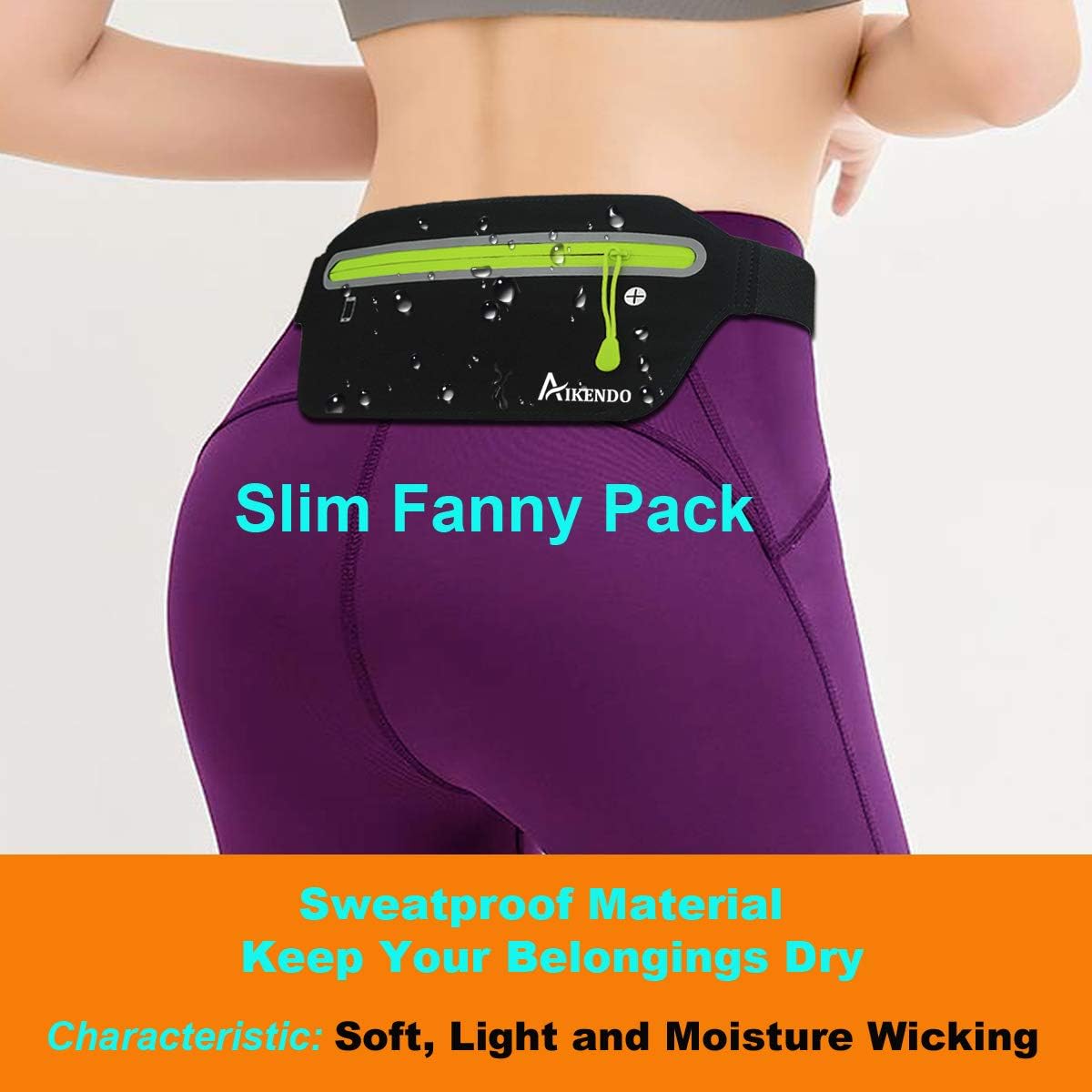AIKENDO Slim Running Belt Fanny Pack, Fitness Waist Pouch Bag Exercis Gym Waist Pack, Jogging Belt Runners for iPhone XS Max XR 8 7 plus Samsung Note, Workout Running Accessories Phone Holder for Running : Sports & Outdoors
