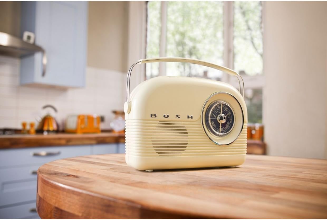 Logical Bush Retro DAB Radio Cream with 3.5mm Audio Cable BigaMart