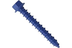 JAKE SALES Blue Concrete Anchor Screws 1/4" x 1-3/4" Carbon Steel Hardened - Interior & Exterior Coated Rust and Corrosion Resistant Screws (100 Count)