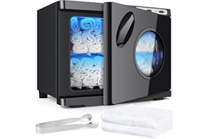 DEPFALL Hot Towel Warmer, Professional 23L Large Capacity Hot Towel Cabinet, 2-in-1 Spa Towel Warmers for Facials, Barber, Salon, Esthetician, Upgrade Fast Heating Aluminum Interior, Black w/Window