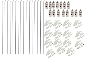 YRHROL 15Pcs Adjustable Pushrod Connector Linkage Stopper 1.3mm + 15Pcs Nylon Control Horns 21x10 mm + 15Pcs 1.2 x 210mm Z Push Rods Parts Compatible for RC Airplane Plane Boat Replacement (15 PCS)