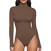 TRENLIVER Womens Long Sleeve Body Suits Mock Turtleneck Thong Bodysuits Shirts Trendy Fall Going Out Tops Y2K 2025