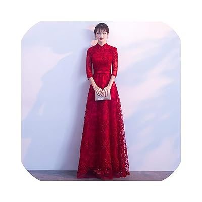 open lace back dress Simple red satin long prom dress satin long evening dress – shdress main image 1