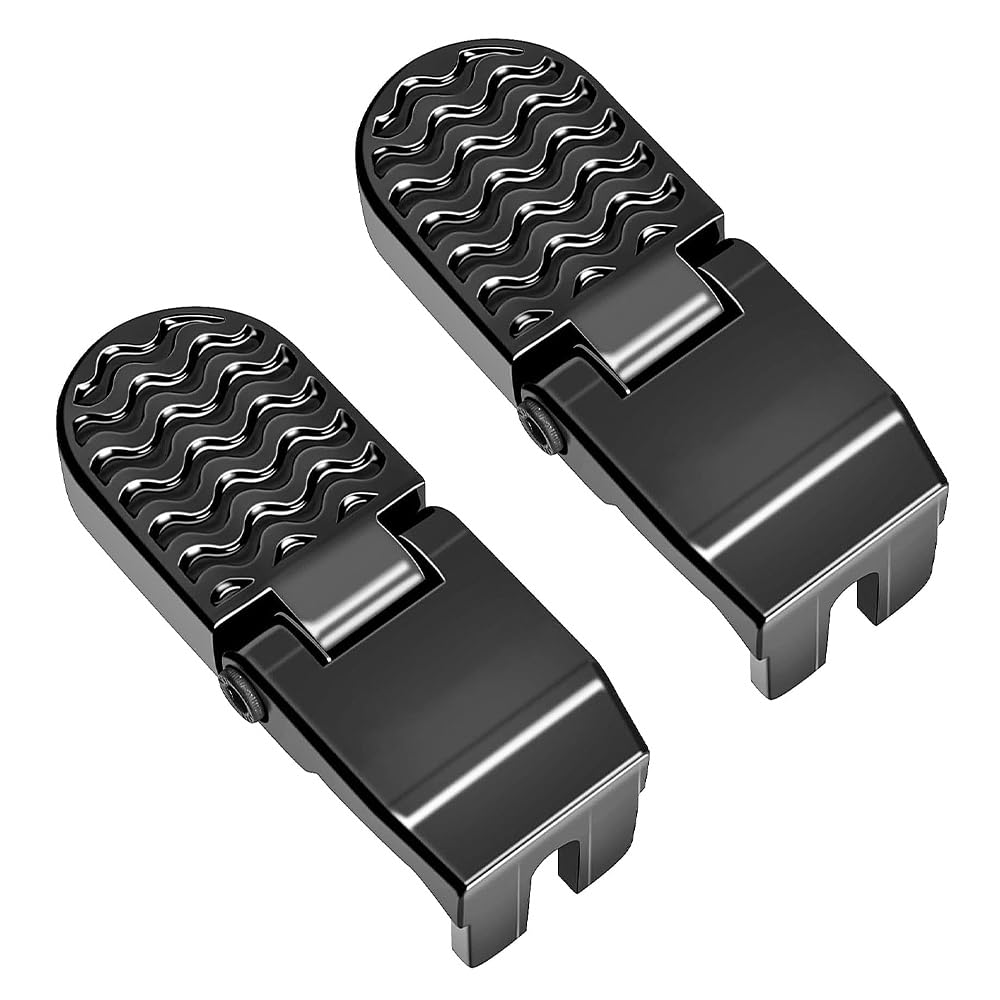 Tiardey 1 Pair U Slot Bicycle Rear Pedals,Folding Foldable Non-Slip Footrest Pedals Cycling Accessories for Mountain Bike Electric Bicycle Foot Pegs,(Black, 10mm)