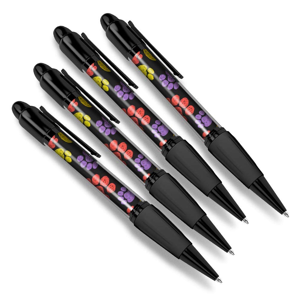 Destination Vinyl Ltd 4 x Matching Ballpoint Pens - Bright Paw Prints Cat Dog Animal #13122