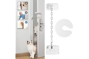 Tivray Cat Door Latch and Door Stopper, Adjustable Cat Door Strap Soft Foam Door Pinch Guard, Keep Dogs and Children Out of Litter Box & Cat Feeder, No Need for Cat Door and Cat Gate, 1 Pack+1 Pack