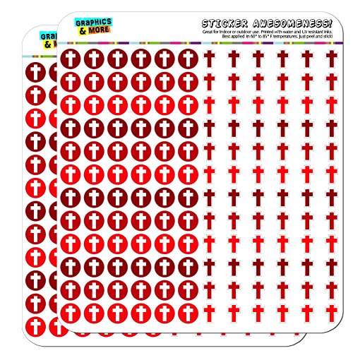 Cross Church Dots Planner Calendar Scrapbooking Crafting Stickers - Red - Clear