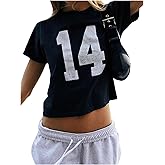 SOLY HUX Girl's Number Graphic Tees Short Sleeve Crew Neck Y2k Tops Jersey Shirts