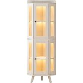 Corner Curio Cabinet with Glass Doors, 4-Tier Display for Collectibles | Space-Saving Design, Scratch-Resistant Tempered Glass Doors, Keep Collectibles Clean &amp; Visible, Living Room or Office Decor