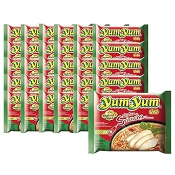 YumYum - Chicken Sriracha Flavour - Instant Nudeln mit scharfer Huhn Geschmack - plus gratis Asiafoodland Sushi-Rezeptkarte, 