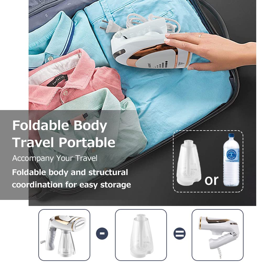 Irishom Garment Steamer Handheld Folding Household Mini Steam Iron 1600W Adjustable Temperature Ironing Machine for Travel