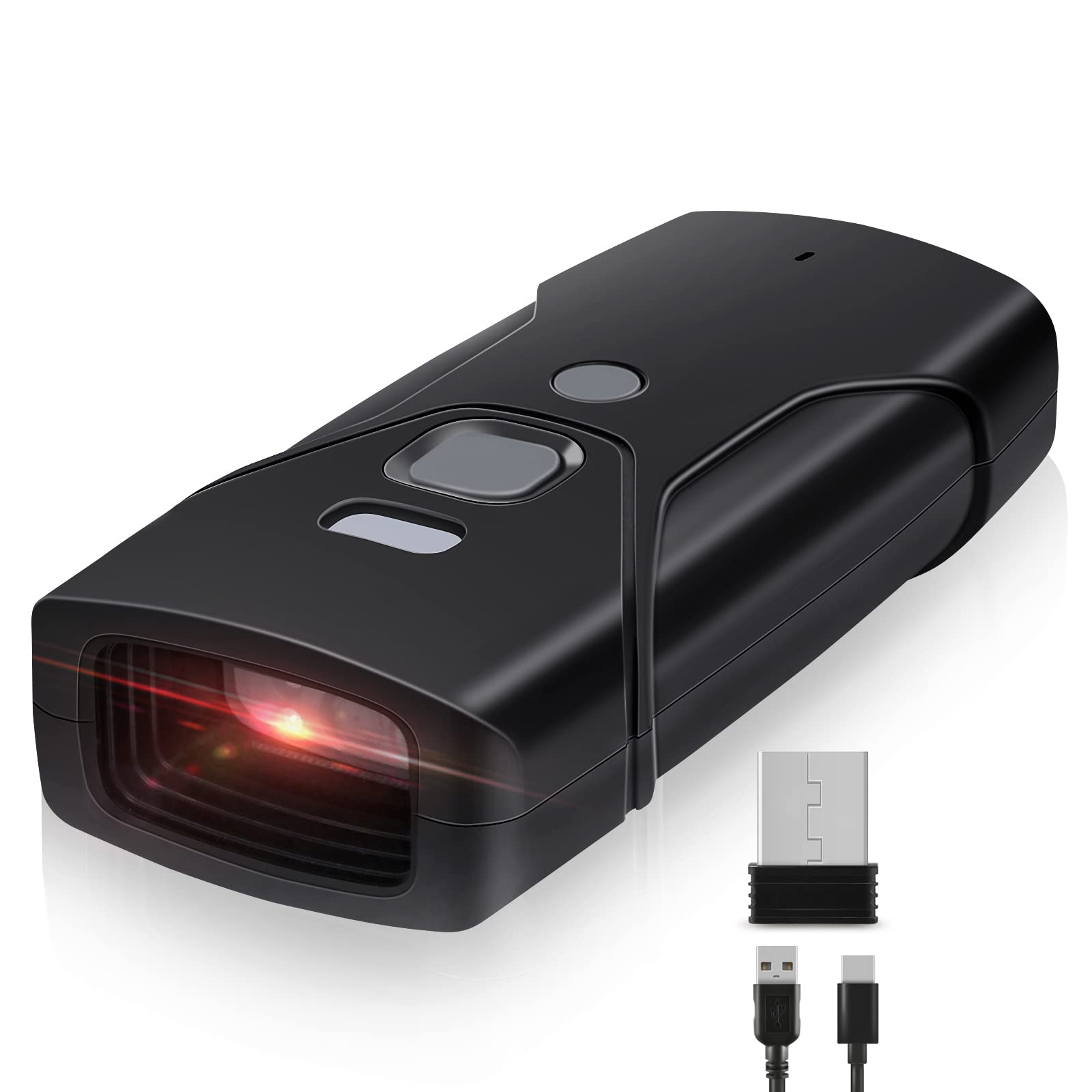 JRHC Bluetooth Barcode Scanner, Mini 2D Portable Wireless Barcode Scanner 3-in-1 Bluetooth and 2.4-G Barcode Reader