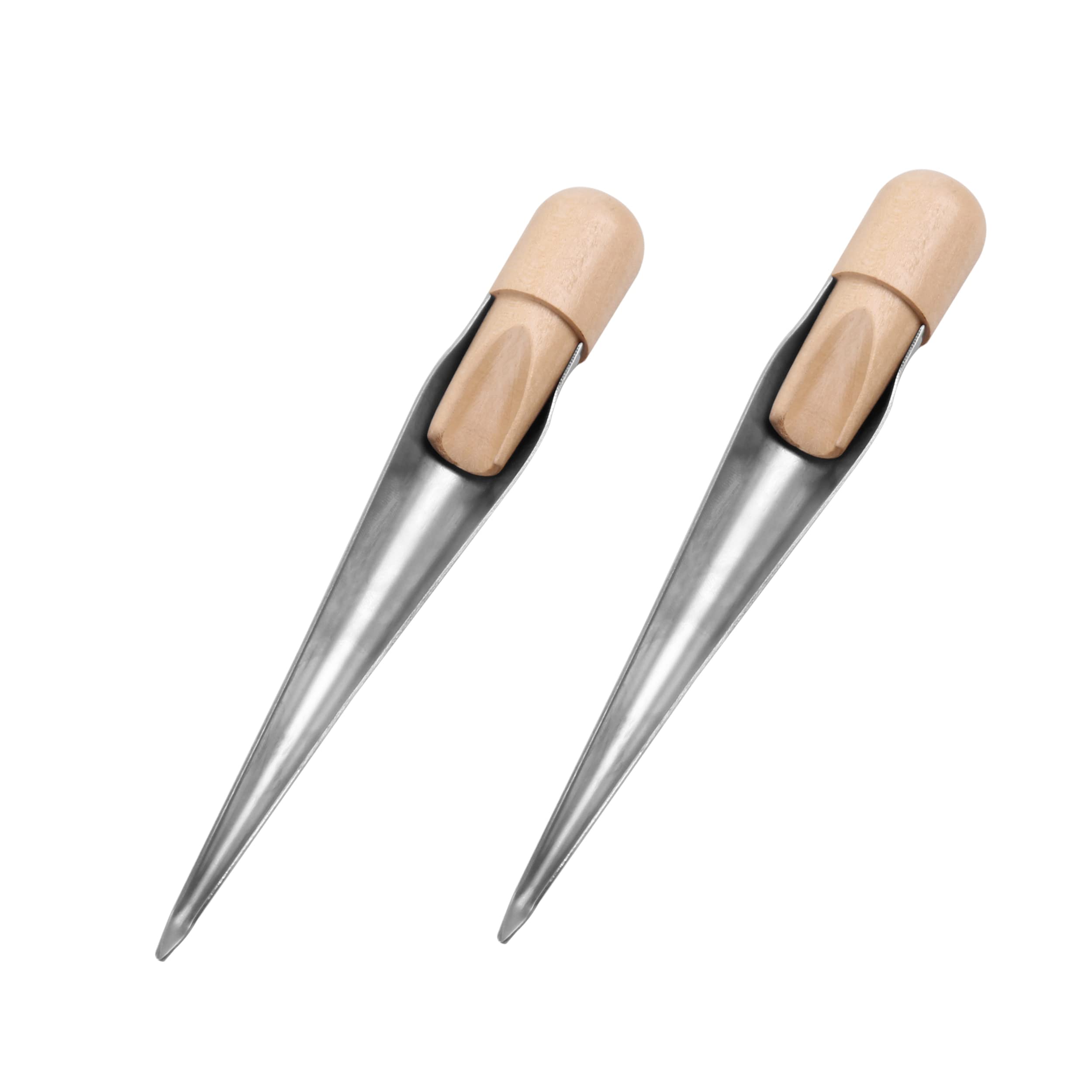 Marine Rope Splicing Fid Dock Line Rope Splicing Spike Fids Stainless Steel Hollow Splicing with Wood Handle for Yachts Boats Line Wire Hardware Tool (Small-2pcs)