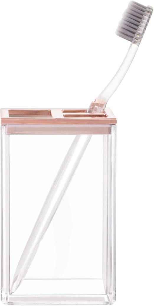 iDesign Free Standing Toothbrush Holder, Dental Brushes Storage for 3