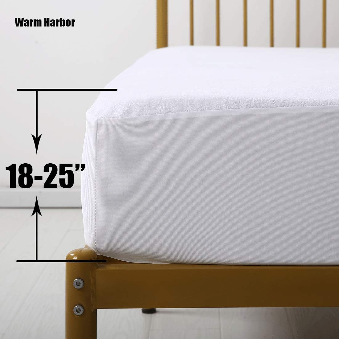 WARM HARBOR Queen Size Bedding 100% Waterproof Mattress Protector,Cotton Mattress Pad Cover,Breathable,Noiseless, Hypoallergenic,Safe Sleep for Adults & Kids (White, Queen): Home & Kitchen