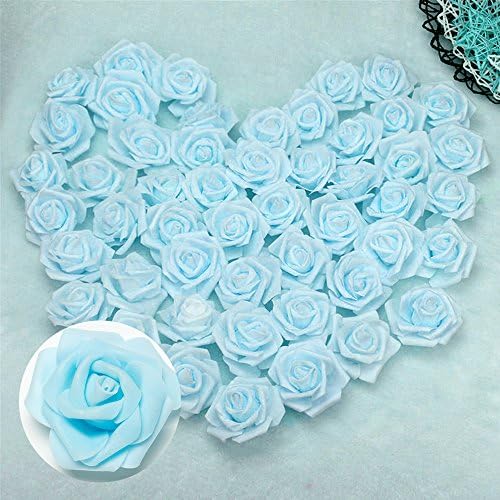 Happyyous 100PCS Artificial Roses Flowers Heads, Fake Silk Roses Heads For DIY Wedding Bouquets Centerpieces Arrangements Party Baby Shower Home Decorations - 3X1.4X3in