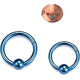 BodyBonita Ball Center Septum Rings, G23 Titanium Nose Rings Hoops, 14/16/18G Hinged Nose Rings for Women Men, PA Captive Bead Segment Ring, Helix Conch Daith Tragus Cartilage Body Piercing Jewelry